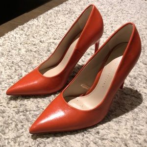 Zara orange leather heels